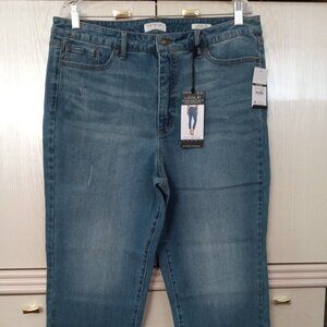 Sofia Jeans Women's Leslie High Rise Slim Straight Frayed Jeans SIZE 18 SHORT